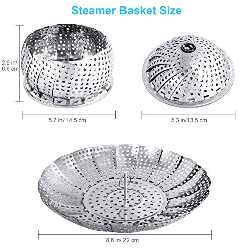 Veggie Vegetable Steamer Basket, Folding Steaming Basket, Metal Stainless Steel Steamer Basket Insert, Collapsible Steamer Baskets for Cooking Food, Expandable Fit Various Size Pot(5.3" to 8.6") YLYL - CookCave