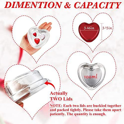 Aluminum Foil Cake Pan Heart Shaped Cupcake Cup with Lids 100 ml/ 3.4 Ounces Disposable Mini Cupcake Cup Flan Baking Cups for Valentine Mother's Day Wedding Xmas Birthday (Red,20 Sets) - CookCave