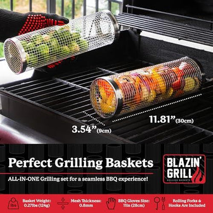 Rolling Grilling Baskets for Outdoor Grilling - CookCave