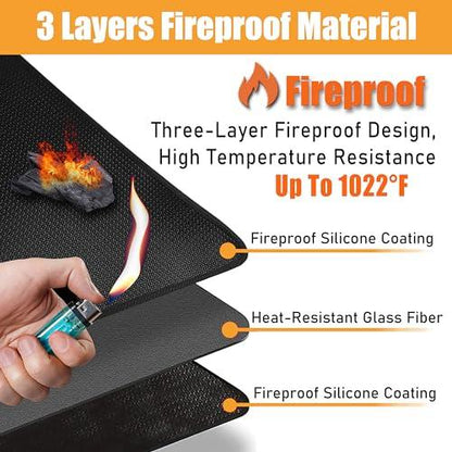 Heat Resistant Grill Mats for Outdoor Grill Fit Blackstone 17 & 22 Inch Griddle to Protect Your Prep Table and Outdoor Grill Table, Fire Proof & Water Proof & Oil Proof BBQ Mat - CookCave