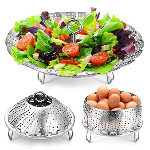 Steamer Basket, Premium Stainless Steel Vegetable Steamer Basket for Veggies & Seafood Cooking, Expandable Food Steaming Basket Fits for Various Size Pots & Pans (6.4" to 10") LAIHIFA - CookCave