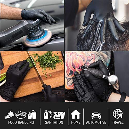 Salon World Safety Black Nitrile Disposable Gloves, Box of 100, Size Small, 5.0 Mil - Latex Free, Textured, Food Safe - CookCave