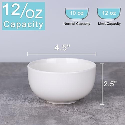 HOKELER 4.5 Inch Small Ceramic Bowls, 12 Ounces Dessert Bowls Set of 4, Small White Bowls for Kitchen, Side Dishes, Ice Cream Rice Soup Snack Cereal, Microwave and Dishwasher Safe - CookCave