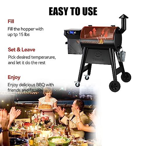 Z GRILLS 2023 Newest Pellet Grill Smoker with PID 2.0 Controller, Meat Probes, Rain Cover, 450E - CookCave