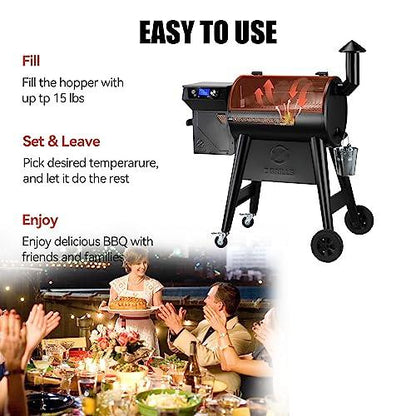 Z GRILLS 2023 Newest Pellet Grill Smoker with PID 2.0 Controller, Meat Probes, Rain Cover, 450E - CookCave