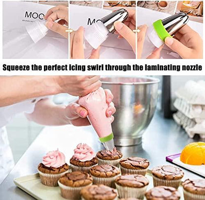 22Pcs Piping Nozzles Set, Stainless Piping Tip Set with 10 Pastry Piping Bags, Anti - Burst Cupcake Icing Bags, 2 Couplers, for Cake Decoration Cupcake Baking Cookie… - CookCave