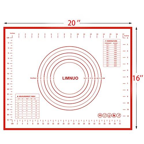 Silicone Pastry Mat Extra Thick Non Stick Baking Mat, Fondant Mat,Counter Mat,Dough Rolling Mat, Oven Liner, Pie Crust Mat (16''(W)*20''(L), Red) - CookCave