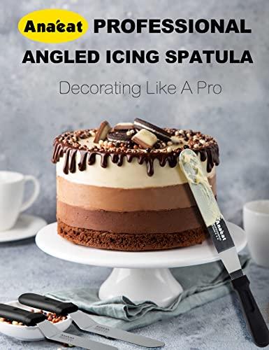 Anaeat Icing Spatulas, Set of 3 Professional Cake Angled Offset Spatula with 6", 8", 10" Stainless Steel Blades - Thickened Frosting Knife with Plastic Handle for Cake Decorating, Pastry & Baking - CookCave