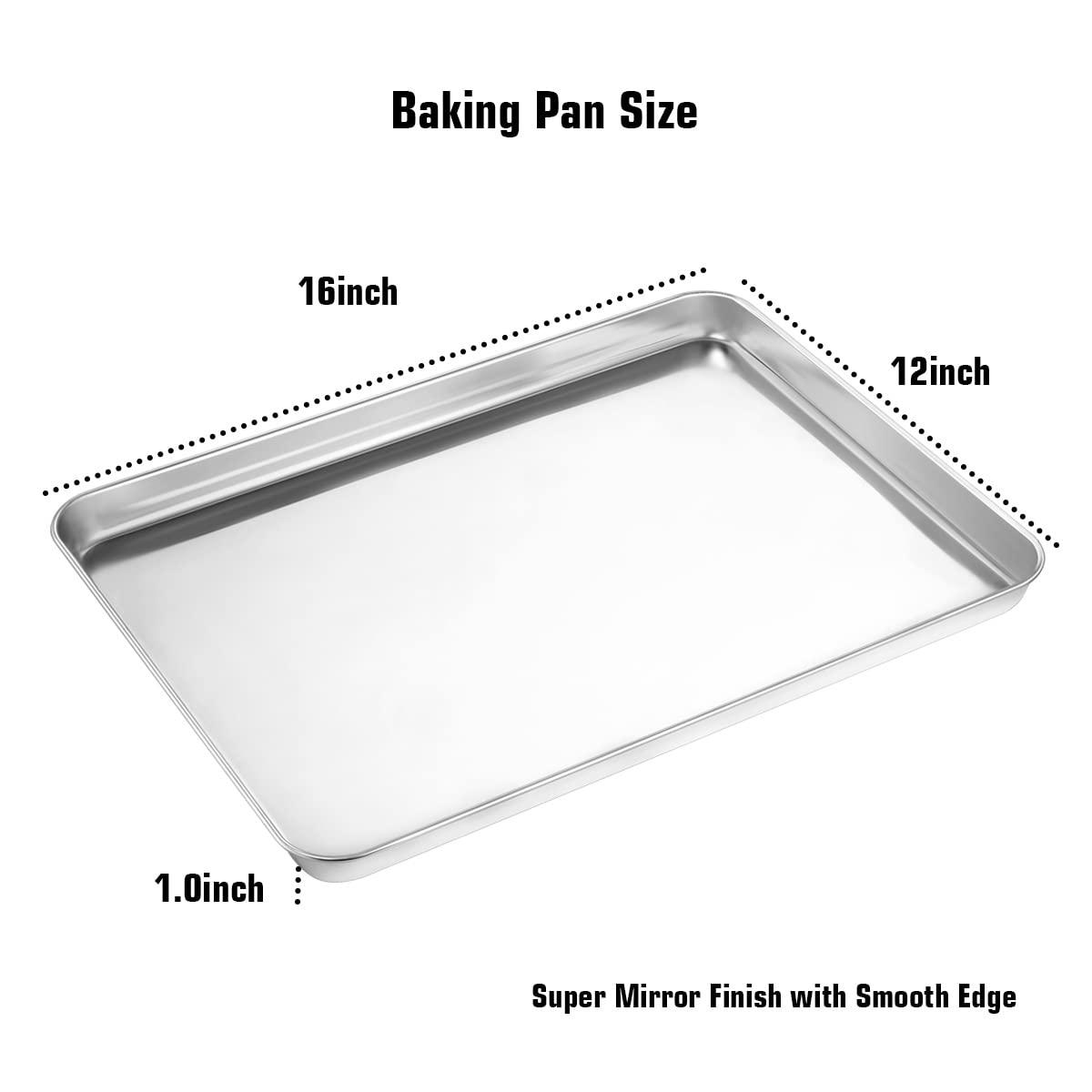 Wildone Baking Sheet & Rack Set [2 Sheets + 2 Racks], Stainless Steel Cookie Pan with Cooling Rack, Size 16 x 12 x 1 Inch, Non Toxic & Heavy Duty & Easy Clean - CookCave