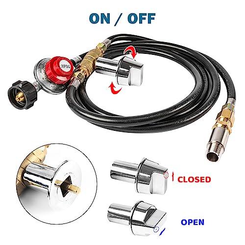 Uniflasy Fire Pit Installation Kit for Propane Connection, Propane Fire Pit Hose Kit Suit for Firepit Outdoor Fireplaces Fire Pit Table, Come with 1/2 Key Valve Air Mixer Valve Regulator Hose - CookCave