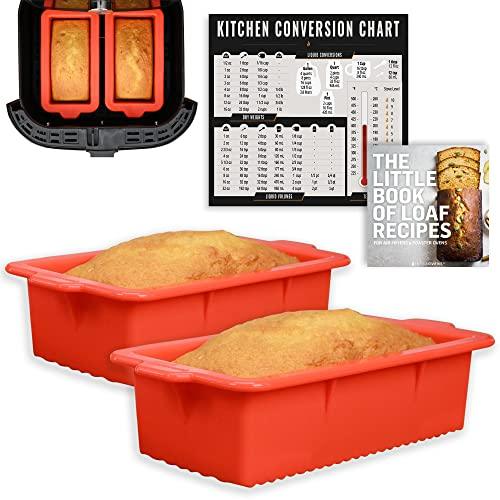 Air Fryer Silicone Loaf Pans for Baking, Non-Stick Mini Bread Cake Pan, Small Airfryer Bakeware Sets, Meatloaf Brownie Corn, Fits Instant Pot, Ninja Foodi, Cosori, Chefman, Power XL, Dash, BPA Free - CookCave