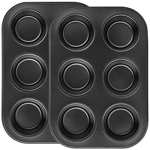 Beasea Muffin Pan 6 Cup, Set of 2 Non Stick Muffin Baking Pan, Carbon Steel Muffin Pan Bakeware Set Cupcake Baking Pan for Oven Baking - CookCave