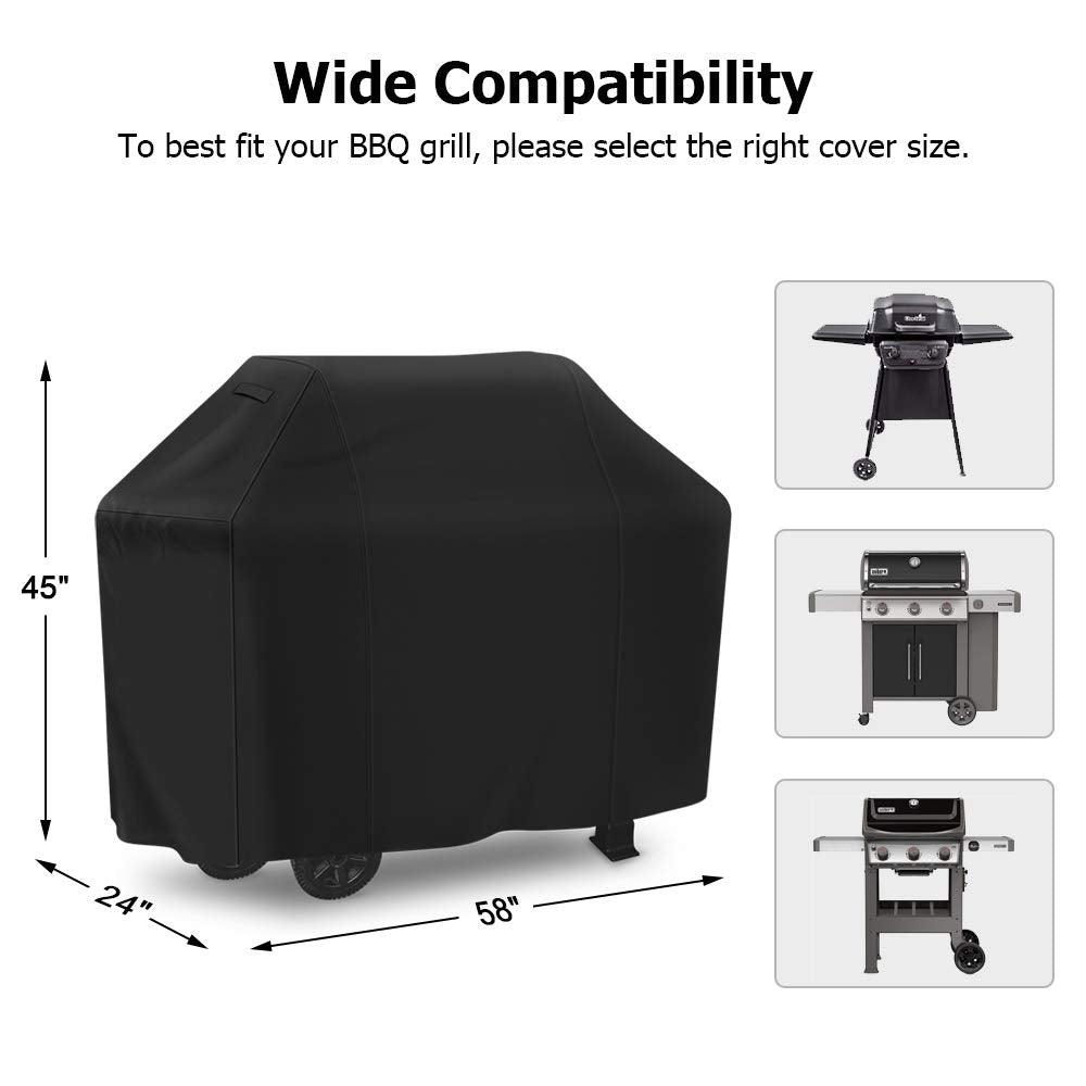 Grill Cover 58 inch, iCOVER Waterproof BBQ Gas Grill Cover, Polyester Easy On/Off, Dustproof Fade Resistant for Weber Char-Broil Nexgrill and More Grills - CookCave