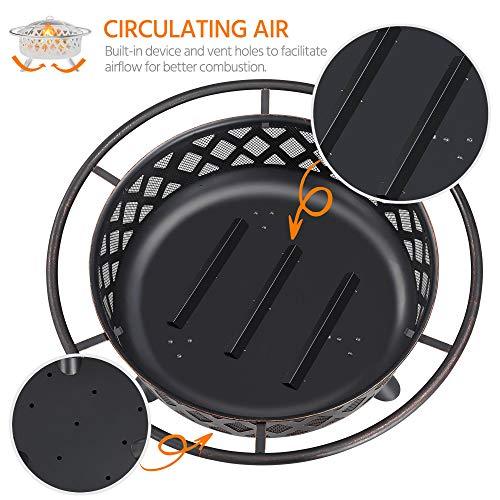 Yaheetech 36 Inch Outdoor Round Fire Pit - Backyard Patio Garden Stove Bonfire Wood Burning Firepit for Outside with Spark Screen and Poker - CookCave