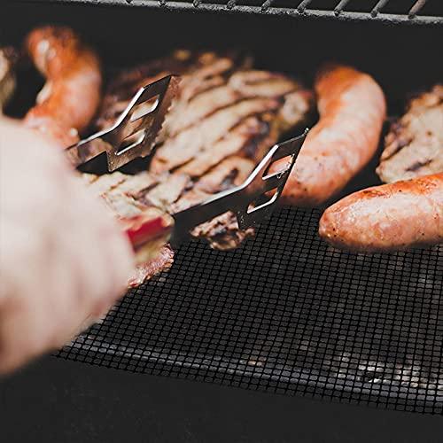 BBQ Mesh Grill Mat Set of 6 - Non-Stick Barbecue Grill Sheet Liners Grilling Mats for Outdoor Teflon Grill Sheets Reusable and Easy to Clean-Works on Electric Grill, Gas, Charcoal 15.75 x 11.8in - CookCave