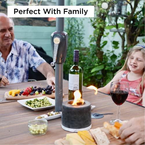 Roundfire Concrete Tabletop Fire Pit - Ethanol Fire Pit, Fire Bowl, Mini Personal Fireplace for Indoor & Garden - Bio Ethanol Fuel - CookCave