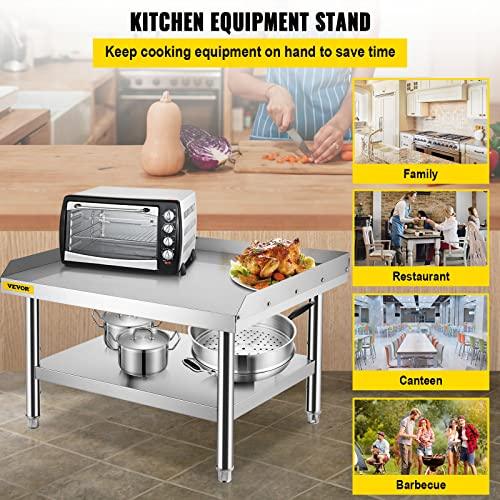 VEVOR Stainless Steel Equipment Grill Stand, 36 x 30 x 24 Inches Stainless Table, Grill Stand Table with Adjustable Storage Undershelf, Equipment Stand Grill Table for Hotel, Home, Restaurant Kitchen - CookCave