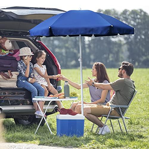 AMMSUN 6FT Portable Picnic Outdoor Canopy Sunshade Beach Umbrella with Tilt Function, Small Patio Umbrella - UPF 50+ protection Beach Chair Umbrella 6' Blue - CookCave