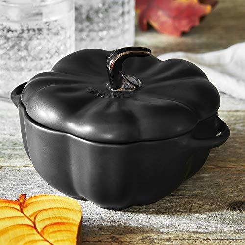 STAUB 0.5-qt Petite Ceramic Pumpkin, Oven & Stove Safe up to 572°F, Baking Dish, Candy Dish, Matte Black - CookCave