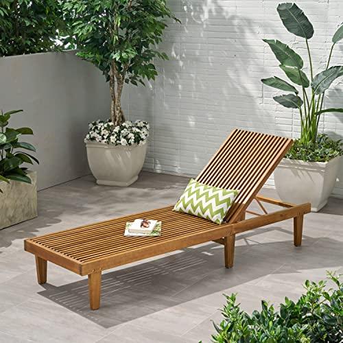 Christopher Knight Home Addisyn Outdoor Wooden Chaise Lounge, Teak Finish - CookCave