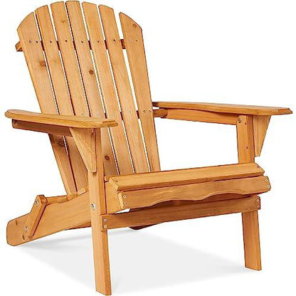 Best Choice Products Folding Adirondack Chair Outdoor Wooden Accent Furniture Fire Pit Lounge Chairs for Yard, Garden, Patio w/ 350lb Weight Capacity - Brown - CookCave