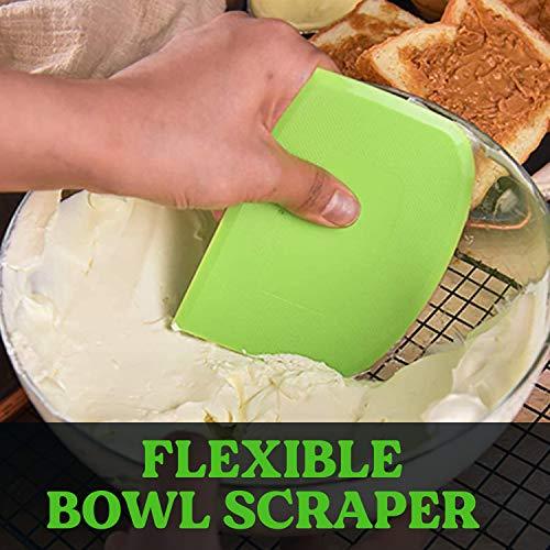 Dough Scraper Bench Scraper for Baking - SURDOCA 3 PCs BPA Free PE Plastic Flexible Bowl Scraper, Sharp Edge & Angles Dough Cutter. Anti-Slip Kitchen Baking Spatula Scraper, Best Baking Lovers' Gift - CookCave