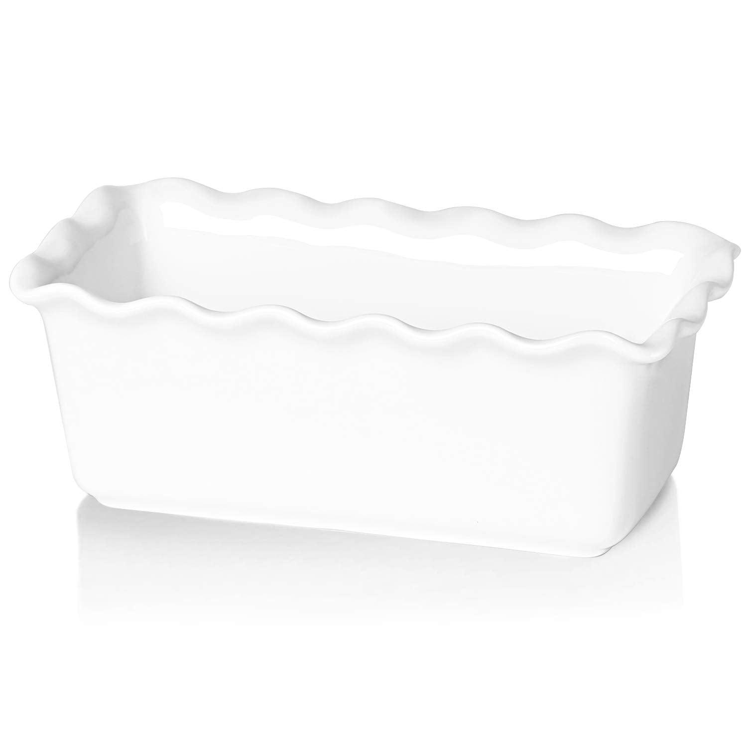 HAOTOP Porcelain Nonstick Baking Bread Loaf Pan, 8.5 x 5 Inch, White - CookCave