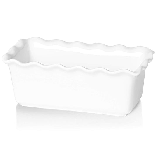 HAOTOP Porcelain Nonstick Baking Bread Loaf Pan, 8.5 x 5 Inch, White - CookCave