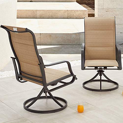 Top Space Patio Dining Chairs Textilene High Back Outdoor Swivel Rocker Set with All Weather Frame (Beige,Set of 2) - CookCave