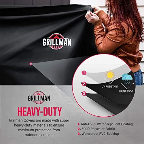 Grillman Premium BBQ Grill Cover, Heavy-Duty Gas Grill Cover for Weber Spirit, Weber Genesis, Char Broil, Nexgrill. Rip-Proof, Waterproof (58" L x 24" W x 48" H, Black) - CookCave