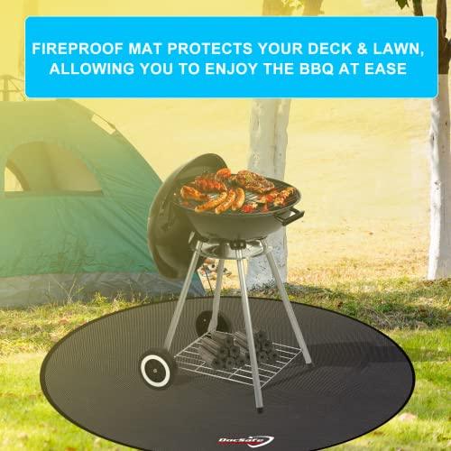 DocSafe 38" Round Under Grill Mat,4 Layers Fire Pit Mat Protect Mat,Fireproof Mat Fire Pit Pad for Deck Patio Grass Outdoor Wood Burning Fire Pit and BBQ Smoker,Portable Reusable and Waterproof,Black - CookCave