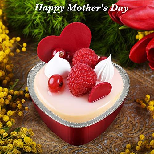 Aluminum Foil Cake Pan Heart Shaped Cupcake Cup with Lids 100 ml/ 3.4 Ounces Disposable Mini Cupcake Cup Flan Baking Cups for Valentine Mother's Day Wedding Xmas Birthday (Red,20 Sets) - CookCave