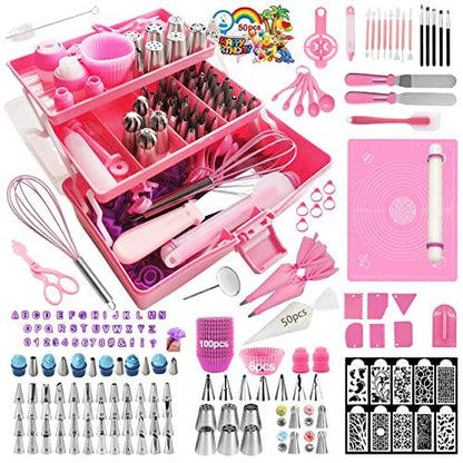 Cake Decorating Box Set, 376PCS Cake Decorating Stencils Kit 3 Layer Toolbox, Piping Bags and Tips Set, cake decorating tools, muffin cups,Baking Supplies and Baking kit for Beginners and Cake Lovers - CookCave