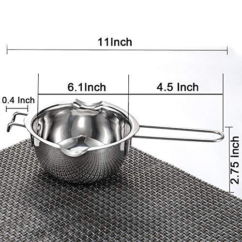 [New Upgrade] Stainless Steel Double Boiler Pot 600ML for Melting Chocolate, Butter, and Candle Making - 18/8 Steel Universal Insert - CookCave