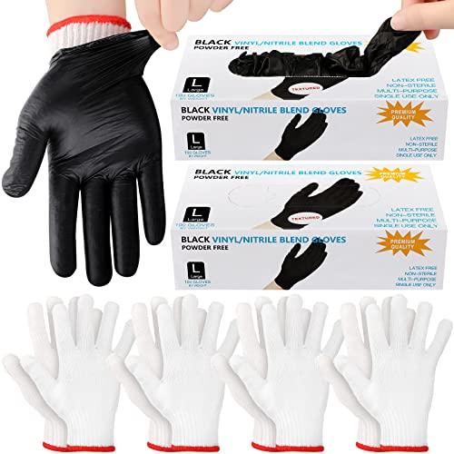 Janmercy 200 Pcs Disposable BBQ Gloves with 4 Pairs Cotton Liners Grilling Gloves BBQ Cooking Gloves(Black, White, Large) - CookCave