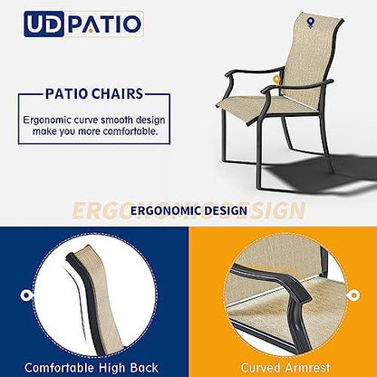 UDPATIO Patio Dining Chairs Set of 6, Outdoor Textilene Dining Chairs with High Back, Patio Furniture Chairs with Armrest, Metal Frame for Lawn Garden Backyard Deck, Brown - CookCave