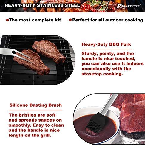 ROMANTICIST 20pc Heavy Duty BBQ Grill Tool Set in Case - The Very Best Grill Gift on Birthday Wedding - Professional BBQ Accessories Set for Outdoor Cooking Camping Grilling Smoking - CookCave