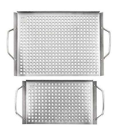 Outset 76630 Stainless Steel Grill Topper Grid, Set of 2, 11"x7" and 11"x17" - CookCave