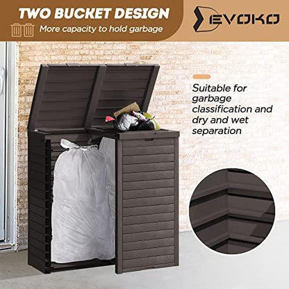 Devoko 78 Gallon Resin Trash Can Outdoor Double Waste Bin Trash with Drip Tray Armrest for Garage Two Trash Bags for Patio Hideaway Kitchens - CookCave