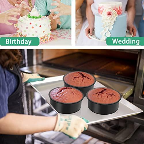 TeamFar 4 Inch Cake Pan, Mini Round Baking Layer Cake Pan Set of 4, with Non-Stick Coating Stainless Steel Core for Birthday, Party, Wedding, Healthy & Heatproof, Release Easily & Easy Clean - CookCave