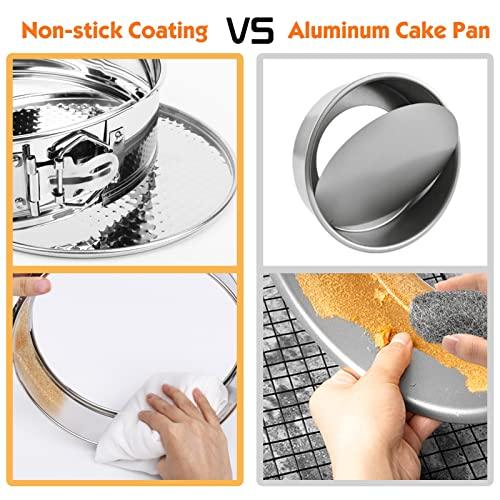 Stainless Steel Springform Pan Set,7" 10" Nonstick Leakproof Baking Cake Pan Set,Round Bakeware Cheesecake Pan with Removable Bottoms and 20pcs Parchment Paper Liners for Instant Pot and Oven - CookCave