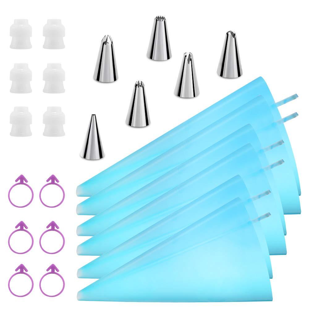 Kasmoire Reusable Piping Bags and Tips Set, Cake Decorating Tools with Icing Pastry Bags, Icing Bags Tips, Couplers and Frosting Bags Ties for Cookie Cupcakes - CookCave