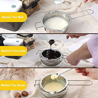 Chocolate Melting Pot - 600ML Double Boiler with Heat Resistant Handle, Stainless Steel Double Boiler Pot Set, Double Boilers for Stove Top can Melt Chocolate, Butter, Candy and Candle - CookCave