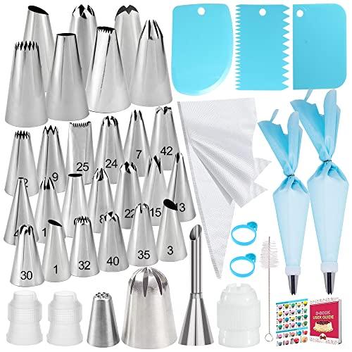 Makmeng Piping Bags and Tips Set - 50Pcs Cake Decorating Supplies Kit with Icing Frosting Nozzles,Icing Scrapers,Reusable & Disposable Pastry Bags - Baking Tools for Cookies,Cupcakes Cake Decorating - CookCave