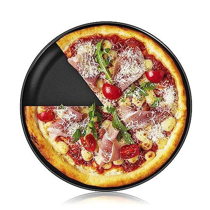 P&P CHEF 10 Inch Pizza Pan, Non-Stick Pizza Tray, Round Baking Pan for Oven, Healthy Bakeware and Serving Plate, Stainless Steel Core & Reusable, Oven Safe & Easy Clean, Black - CookCave