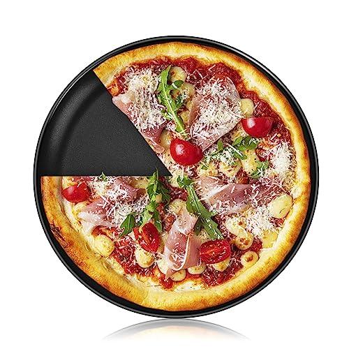 P&P CHEF 10 Inch Pizza Pan, Non-Stick Pizza Tray, Round Baking Pan for Oven, Healthy Bakeware and Serving Plate, Stainless Steel Core & Reusable, Oven Safe & Easy Clean, Black - CookCave