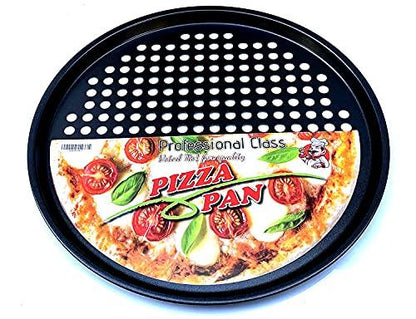 Pizza Pan with holes -Nonstick Carbon Steel Pizza Pan, Pizza pans，Pizza Tray Bakeware Perforated Round For Home Kitchen - PROFESSIONAL CLASS 32.5CM Diameter 12 3/4" INCHES with Fast Crisp Technology - CookCave