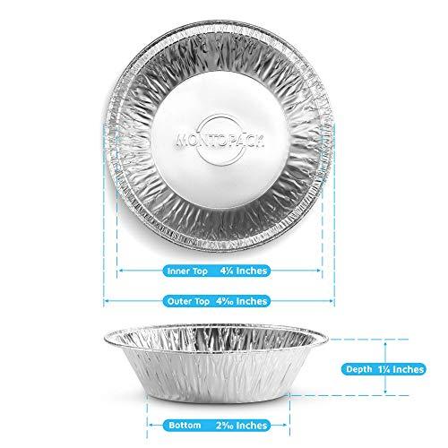 MontoPack Disposable 5 Inch Round Aluminum Foil Pie/Tart Pan, 50 Pack, Oven Safe, Stack & Store, Freeze & Reheat - CookCave