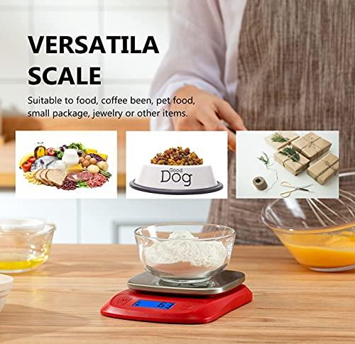NUTRI FIT Ultra Slim Food Scale Digital Kitchen 1g Increment Measure in lb oz ml High Precision Weight in Grams and oz for Coffee Making, Meal Prep - Red/Stainless Steel - CookCave