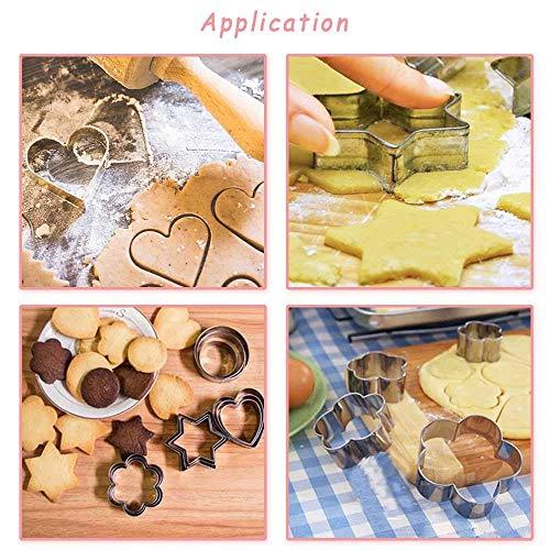 Cookie Cutters Shapes Baking Set, 12PCS Flower Round Heart Star Shape Biscuit Stainless Steel Metal Molds Cutters for Kitchen Baking Halloween Christmas Small Cookie Cutters - CookCave